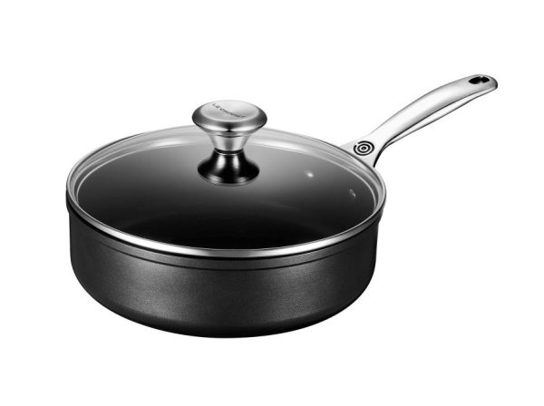 Le Creuset Toughened Nonstick PRO Sauté Pan w Glass Lid For Sale