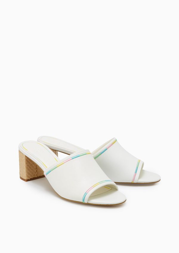 Luly Mid Heel Mules Ivory Discount