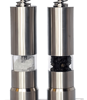 Spring Action Stainless Salt and Pepper Grinder Set For Sale