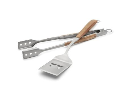 Outset Jackson Acacia Wood Grill Spatula & Locking Tongs Set on Sale