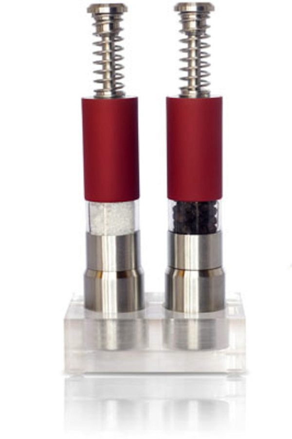 Spring Action Red Salt and Pepper Grinder Set For Discount