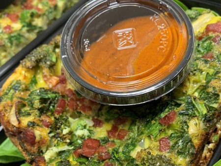 Winter Vegetable and Ham Frittata with Roasted Red Pepper Sauce Hot on Sale