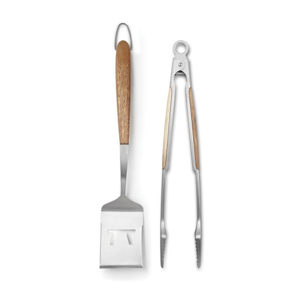 Outset Jackson Acacia Wood Grill Spatula & Locking Tongs Set on Sale