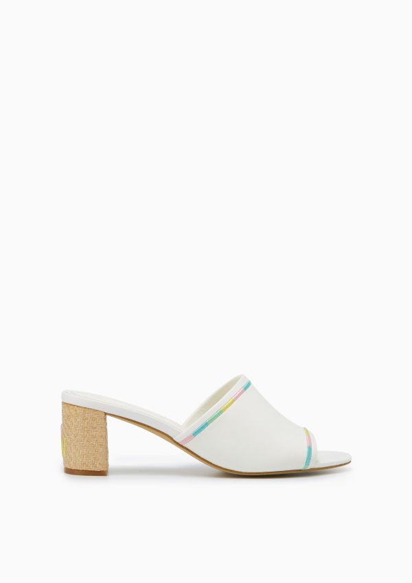 Luly Mid Heel Mules Ivory Discount