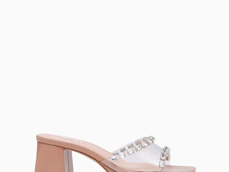 Chance Clear Crystal Mid Heels Brown For Cheap