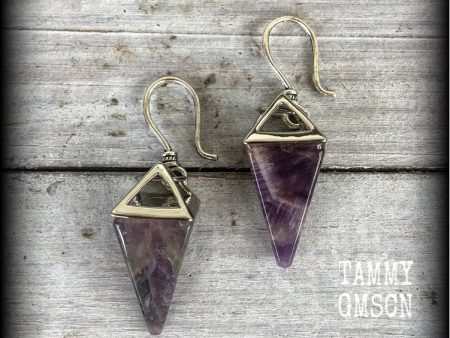 Amethyst earrings-Gemstone ear hangers Sale