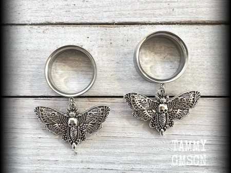 Deathshead moth tunnel earrings-Death head moth earrings Sale