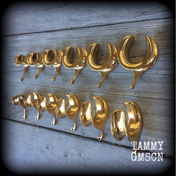 DIY Gold cradle hooks for stretched ears Fashion