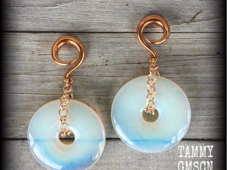 Opalite gauged earrings-Ear weights Discount