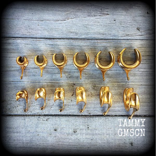 DIY Gold cradle hooks for stretched ears Fashion