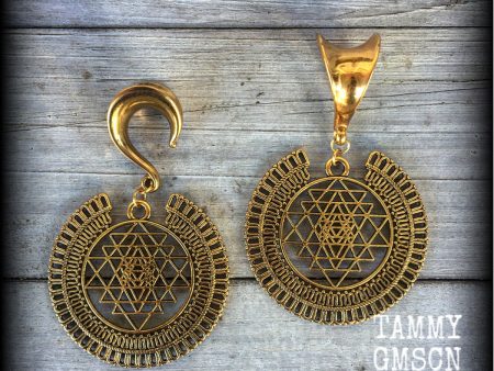 Sri Yantra gauged earrings Cheap