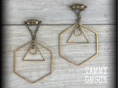 Geometric earrings-Geometric tunnel dangles Online