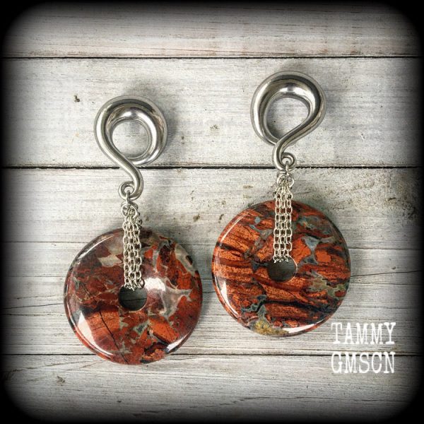 Blossom jasper ear weights-Gauged earrings Sale