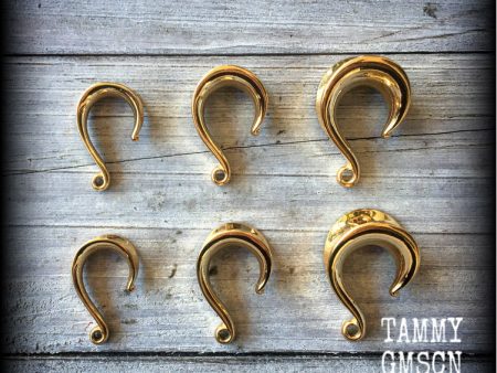 DIY Gold saddle hooks for stretched lobes Sale