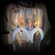 Opalite earrings-Double horn gemstone earrings Fashion