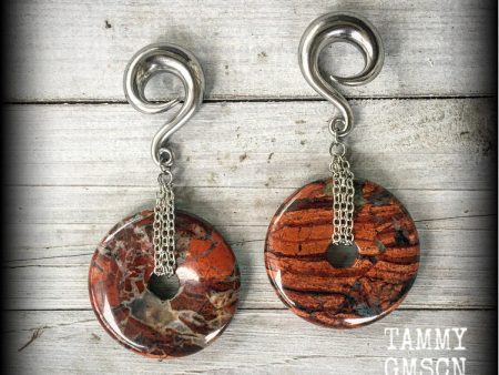 Blossom jasper ear weights-Gauged earrings Sale