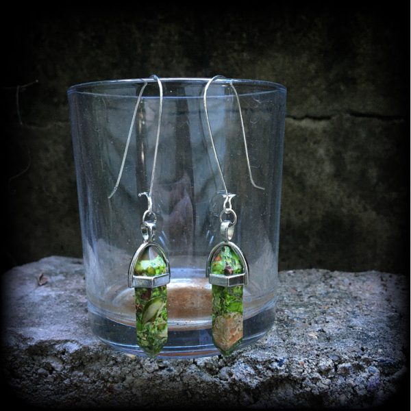 Green ocean jasper earrings Online