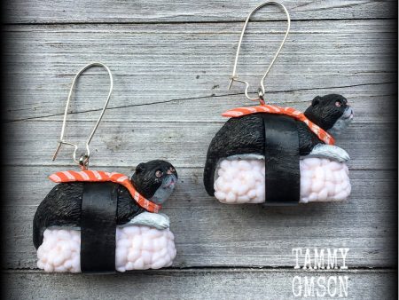 Sushi cat earrings-Crazy Cat Lady earrings For Sale