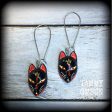 Black kitsune mask earrings-Japanese fox earrings Online Sale