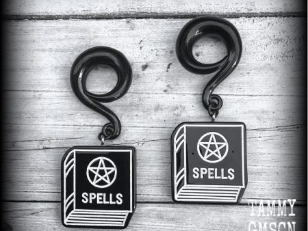 Book of Shadows gauged earrings For Sale