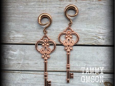 Antique key gauged earrings Discount